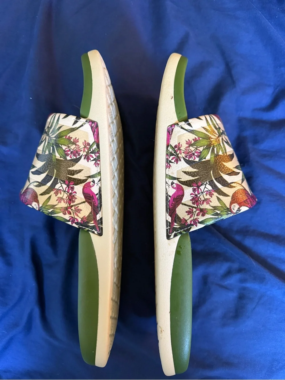 Adidas Men’s Green Slide Sandals with Floral Strap